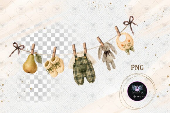 Download Vintage Autumn Baby Shower Clipart - Premium Bundle