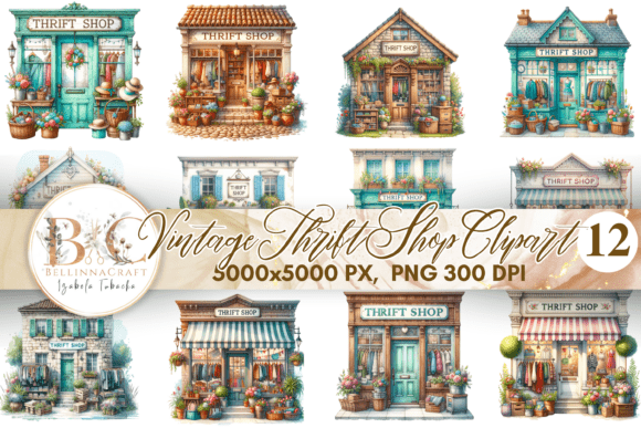 Download Vintage Thrift Shop Clipart Bundle PNG - Shop Collection