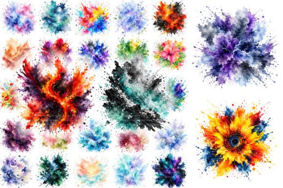 Download 100 Colorful Watercolor Splash Clipart - Premium Resources